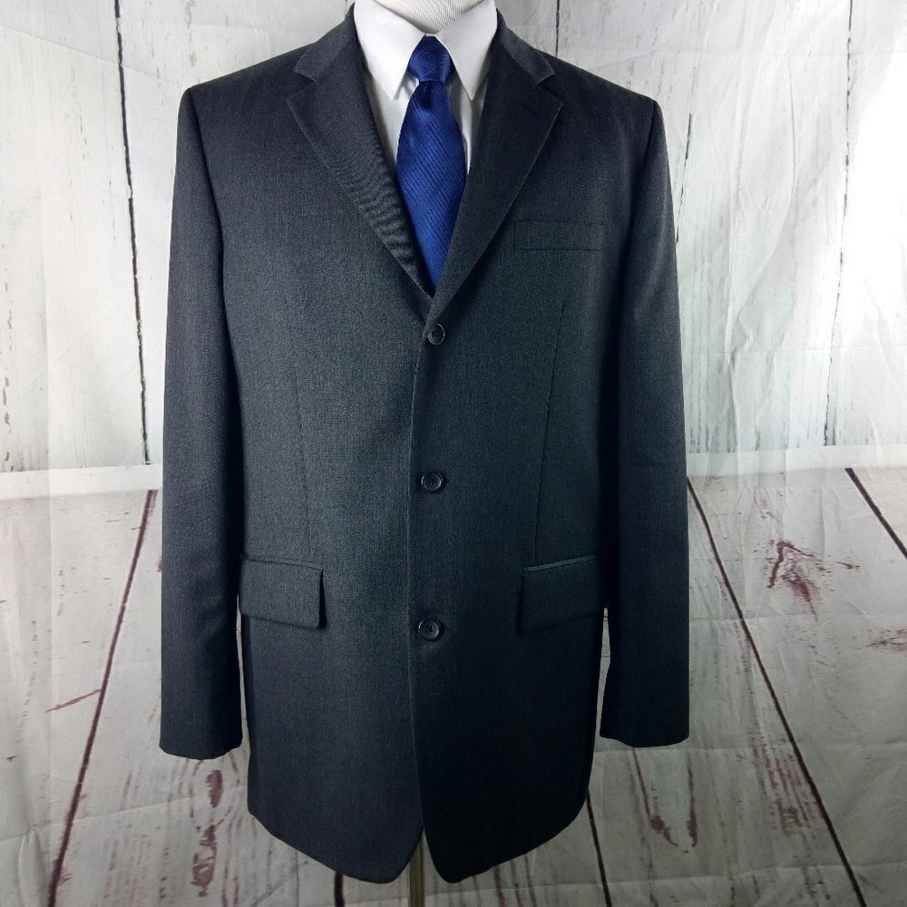 Banana Republic 44L Wool 3 Button Charcoal Suit Blazer Jacket